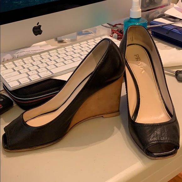 Authentic Prada open toe wedges - Picture 2 of 6